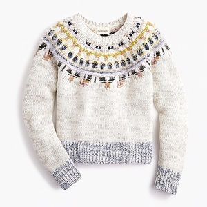 The Reeds X J Crew crewneck in fuzzy Fair Isle
